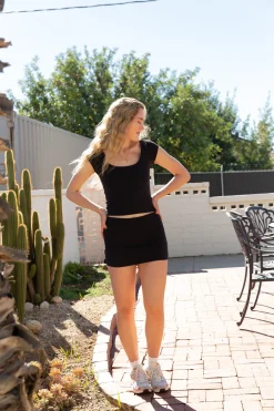 Basic Square Neck Short Sleeve Top