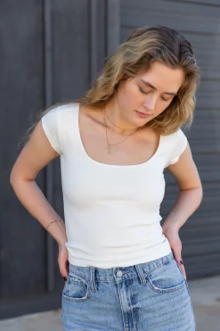 Basic Square Neck Short Sleeve Top