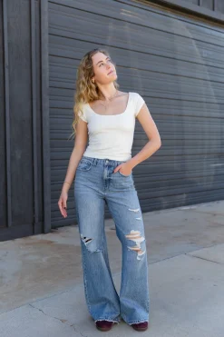 Basic Square Neck Short Sleeve Top