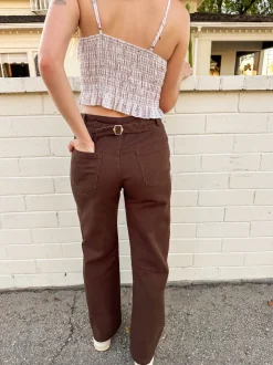 Brown Buckle Pants