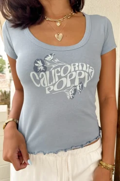 California Poppy Scoop Neck Graphic Baby Tee