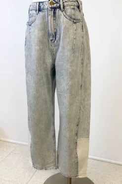 Contrast Barrel Jeans by For Good