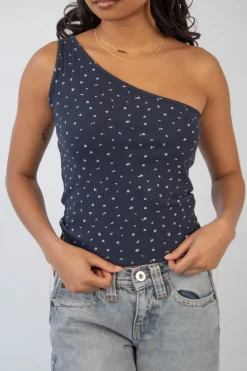 Ditsy Pointelle One Shoulder Top