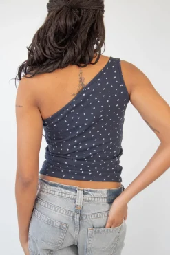 Ditsy Pointelle One Shoulder Top