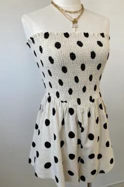 Dot Print Strapless Romper