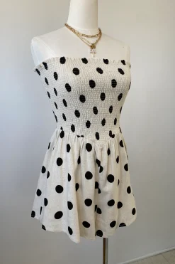 Dot Print Strapless Romper