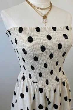 Dot Print Strapless Romper