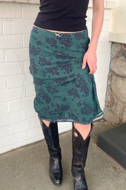 Dotted Floral Midi Skirt