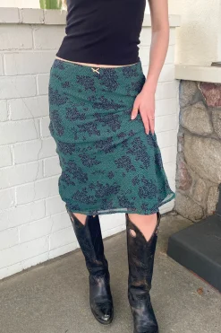 Dotted Floral Midi Skirt