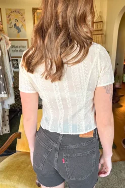 Eyelet Button Up Top