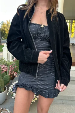 Faux Suede Bomber Jacket