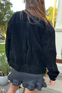 Faux Suede Bomber Jacket