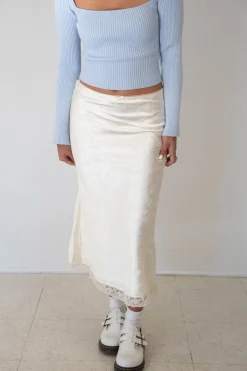 Floral Satin Midi Skirt
