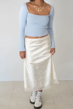Floral Satin Midi Skirt