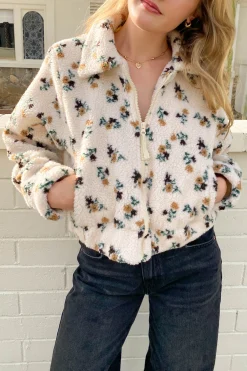 Floral Sherpa Zip Up