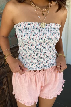 Floral Smocked Strapless Top