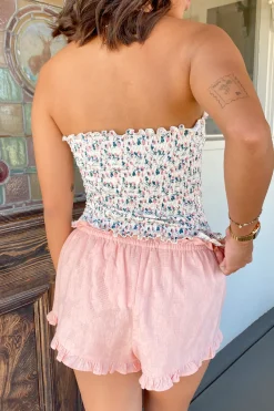 Floral Smocked Strapless Top