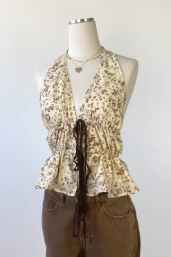 Floral Split Front Halter Top