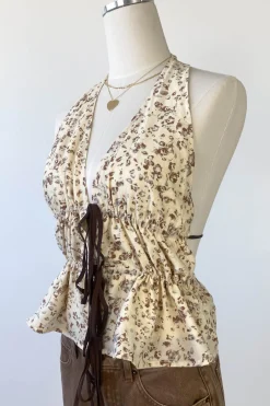 Floral Split Front Halter Top