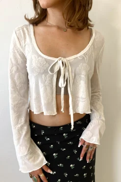 Floral Split Front Mesh Top