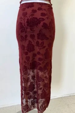 Floral Stretch Lace Midi Skirt