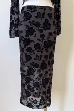 Floral Stretch Lace Midi Skirt