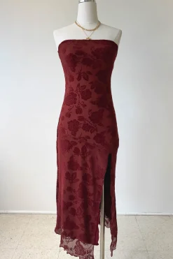 Floral Stretch Lace Strapless Dress