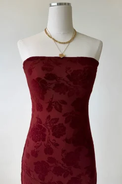 Floral Stretch Lace Strapless Dress