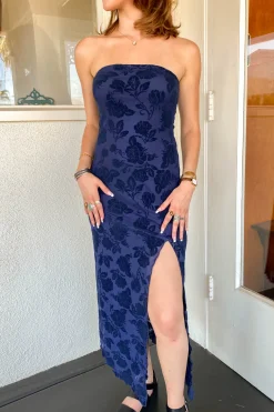 Floral Stretch Lace Strapless Dress