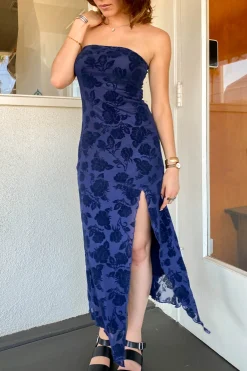 Floral Stretch Lace Strapless Dress