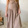 Gingham Corset Midi Dress