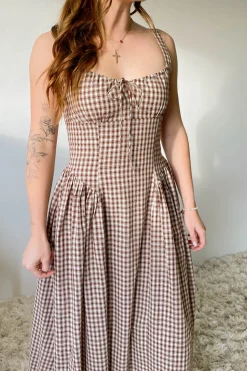 Gingham Corset Midi Dress