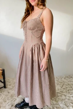 Gingham Corset Midi Dress
