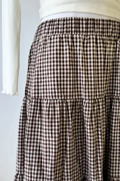 Gingham Tiered Maxi Skirt