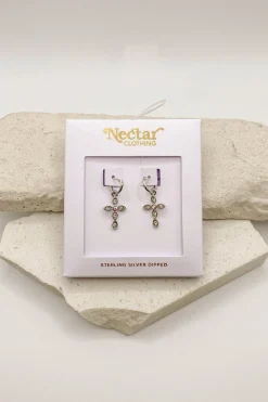 Gold Dipped Cross Earrings