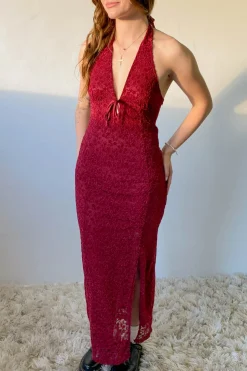 Lace Halter Midi Dress