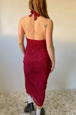 Lace Halter Midi Dress