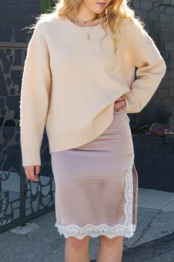 Lace Trim Midi Skirt