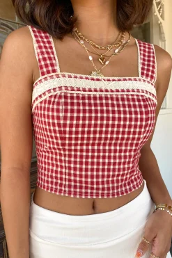 Lacey Gingham Tank Top