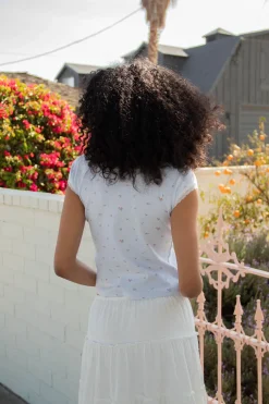 Lacey Pointelle Short Sleeve Top