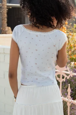 Lacey Pointelle Short Sleeve Top