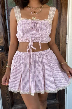 Lacey Striped Sleeveless Top