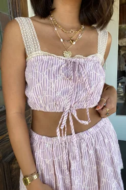 Lacey Striped Sleeveless Top
