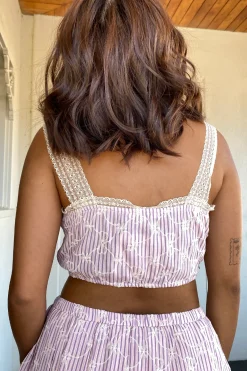 Lacey Striped Sleeveless Top