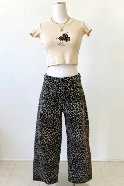 Leopard Print Barrel Pants by For Good