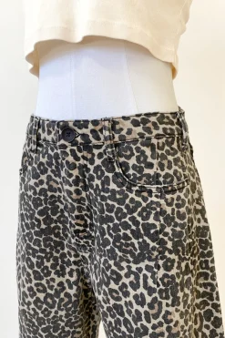Leopard Print Barrel Pants by For Good
