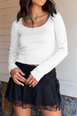 Long Sleeve Pointelle Top