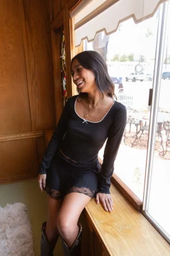 Long Sleeve Pointelle Top