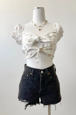 Lunar Black 501 Original Distressed Shorts by Levi's
