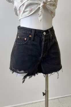 Lunar Black 501 Original Distressed Shorts by Levi's